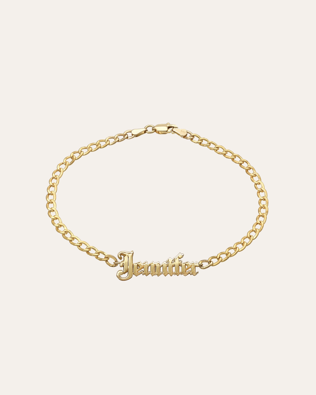 14k Gold Cuban Link Name Bracelet