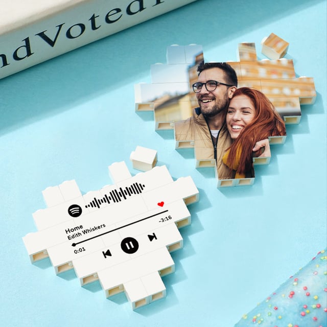 Valentine's day gifts Custom Music Code Building Brick Personalized Photo Block Heart Shape
