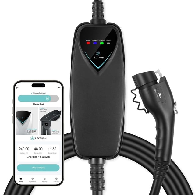 Lectron Portable Level 2 J1772 EV Charger | 240V | 40 Amp | NEMA 14-50 | 16 ft Cord