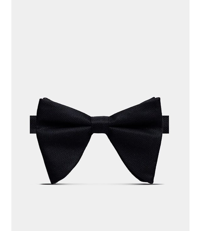 Black Spun Silk Large Bow Tie – Ready Tied