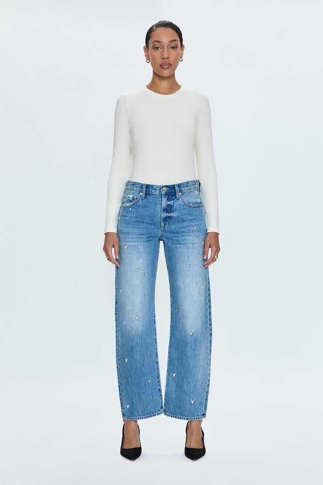 Lexi Mid Rise Bowed Straight - Confetti Vintage