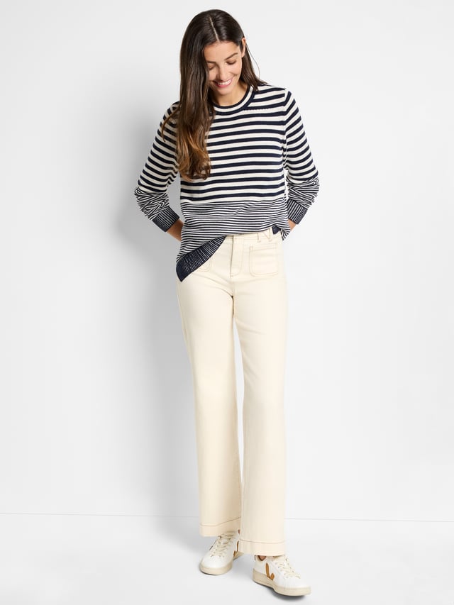Cotton Cashmere Striped Sweater