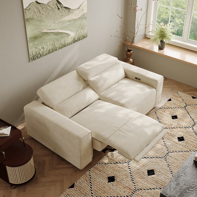 78.74'' Power Reclining Sofa, 1 Extentable Recliner Chair, Modualr sofa, Fabric, Beige