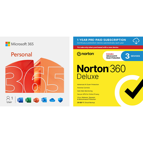 Microsoft 365 Personal 12 Month Subscription + Norton 360 Deluxe