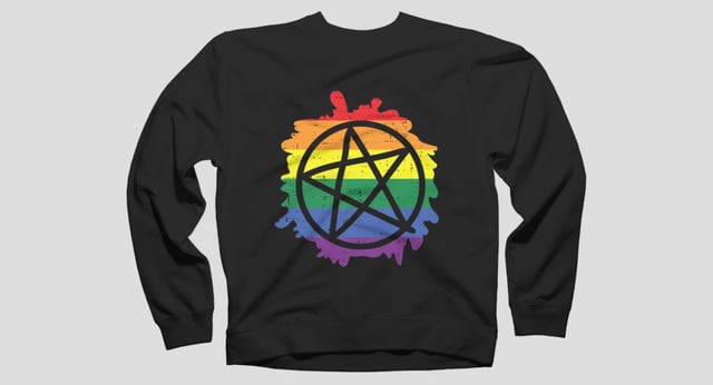 Pentagram Satanic Goth LGBTQ Rainbow Flag Pride