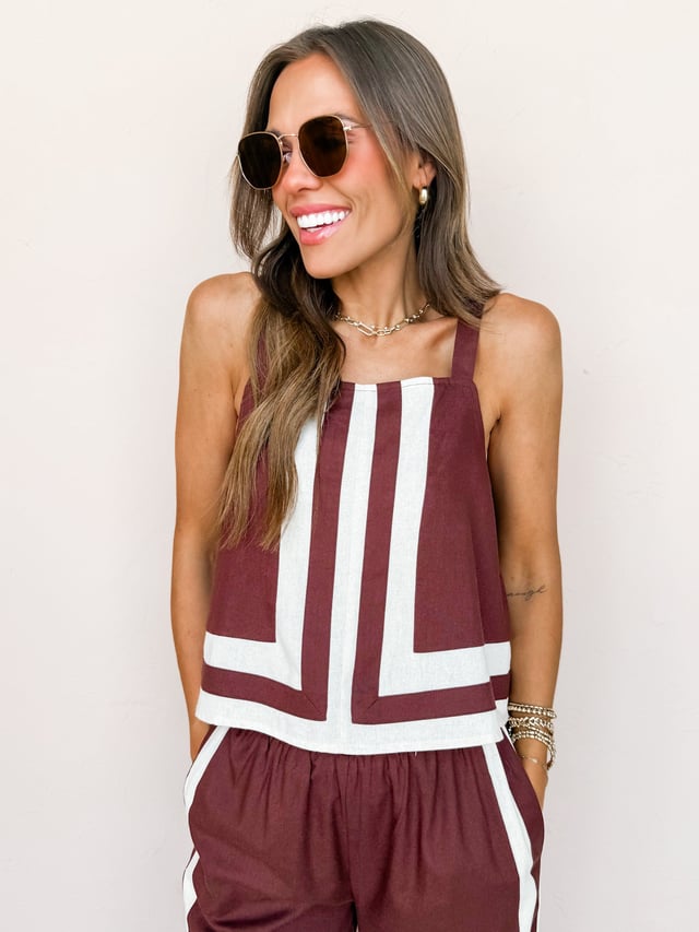 Abstract Adventures Sleeveless Top-Brown