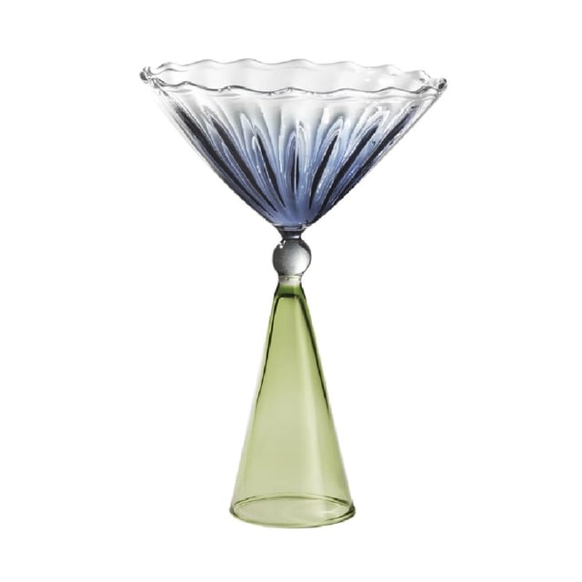 Set of 2 Calypso Blue and Green Martini Glasses