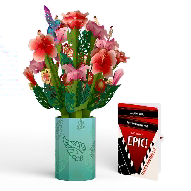 Hibiscus Birthday Bouquet and Epic Reel Sentiment Set