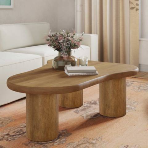 TOV Gotham 48" Wide Cognac Wood Organic Coffee Table