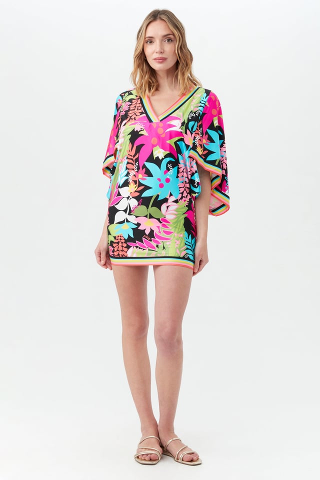 Women's Tiki V-Neck Casablanca Tunic Swim Cover-Up Dress