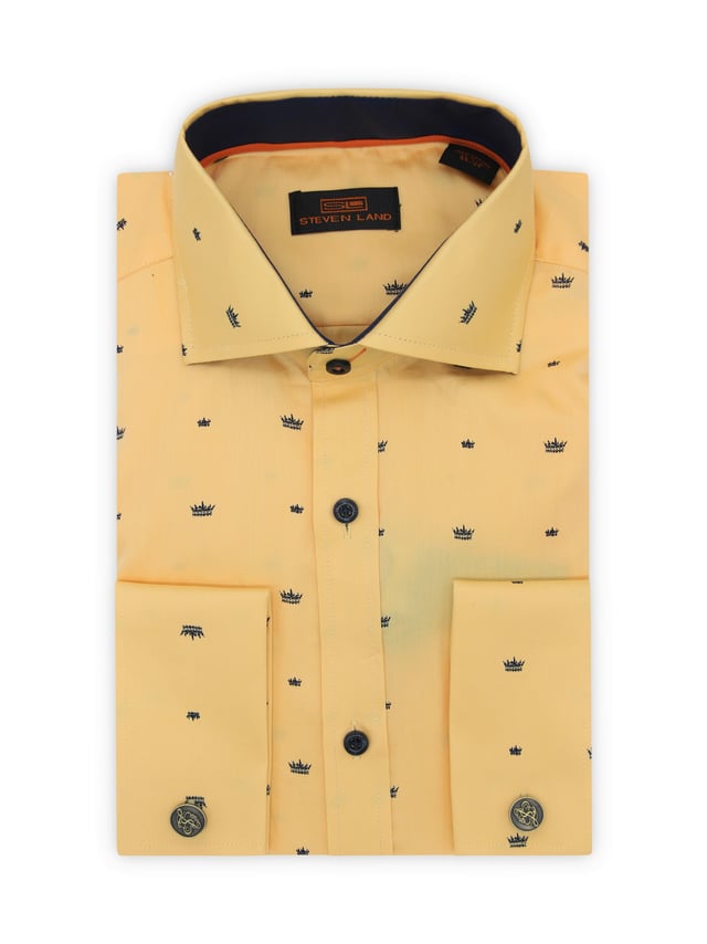 Contrast Crown Shirt | Semi Spread Collar | Yellow