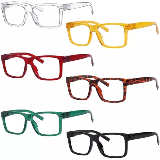 6 Pack Oversized 30% Blue Light Blocking Metalless Reading Glasses R2508-B15