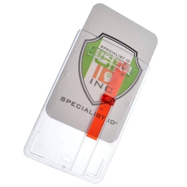 Frosted Vertical Rigid ID Badge Holder with Red Extractor Slide (P/N 1840-6566)