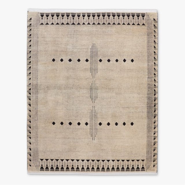 Saffioti Warm White Moroccan Hand-Knotted New Zealand Wool Area Rug 6'x9'