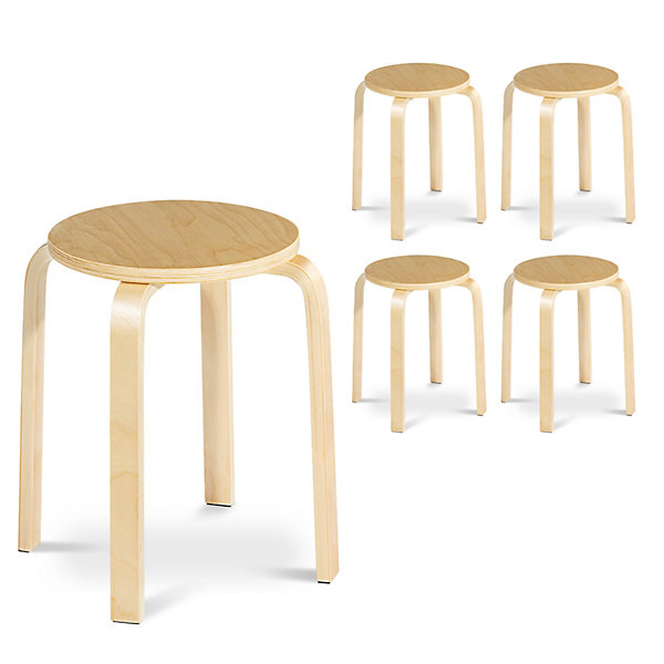 Costway Set of 4 Stackable Dining Stools Bentwood Round Chairs Kitchen Breakfast Seating