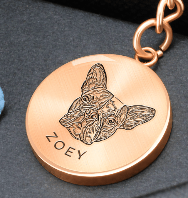 Custom Engraved Pet Portrait Keychain