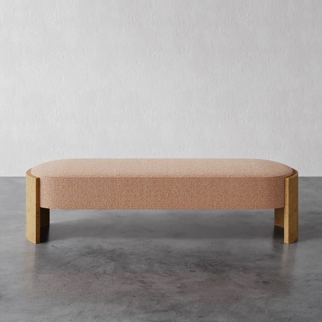 Benoit Bench (Blonde Burl) - Fall Fabric Drop