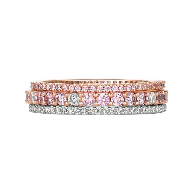 Pink and Clear Stacked Ring Set