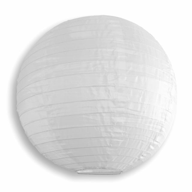 36" White Jumbo Shimmering Nylon Lanterns, Even Ribbing, Durable (Value Packs)