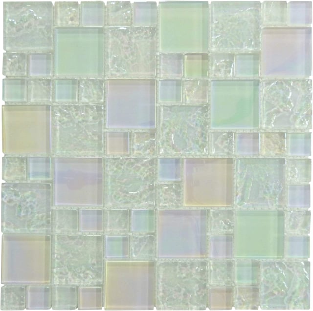 Bahama Exuma White Mix Glossy and Iridescent Glass Tile