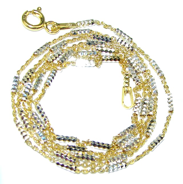 Tube two tones design 14K Gold over  Sterling Silver Chain 20'' long, 3 mm wide