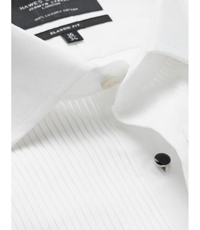 Classic Fit White Pleat Front Evening Shirt