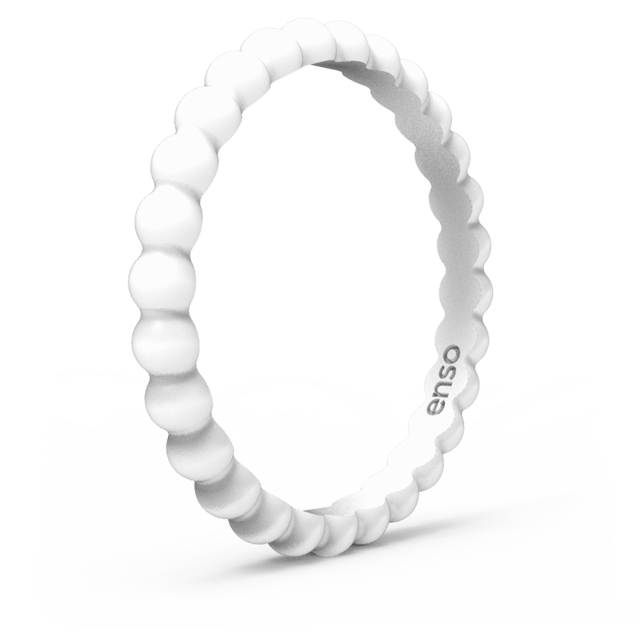 Beaded Stackable Silicone Ring - White