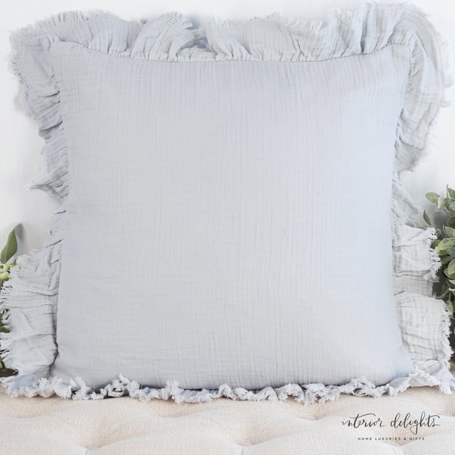 Square Cotton Cloth Pillow with Ruffled Edge- ALL SALES FINAL