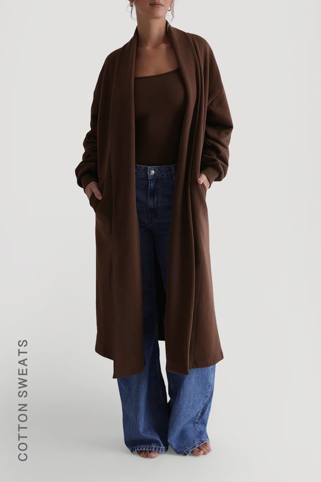 Oversized Sweat Cardigan - Cocoa
