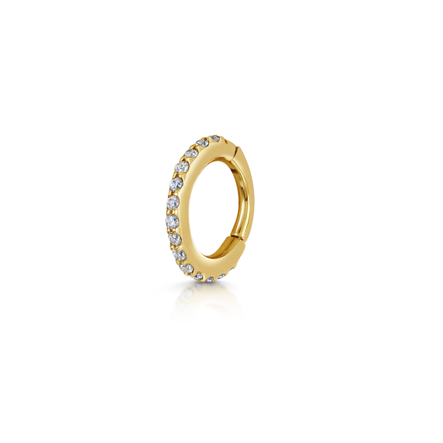 9k solid yellow gold 6mm 18g crystal clicker hoop earring