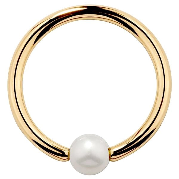 Cultured Pearl 14K Gold Captive Bead Ring