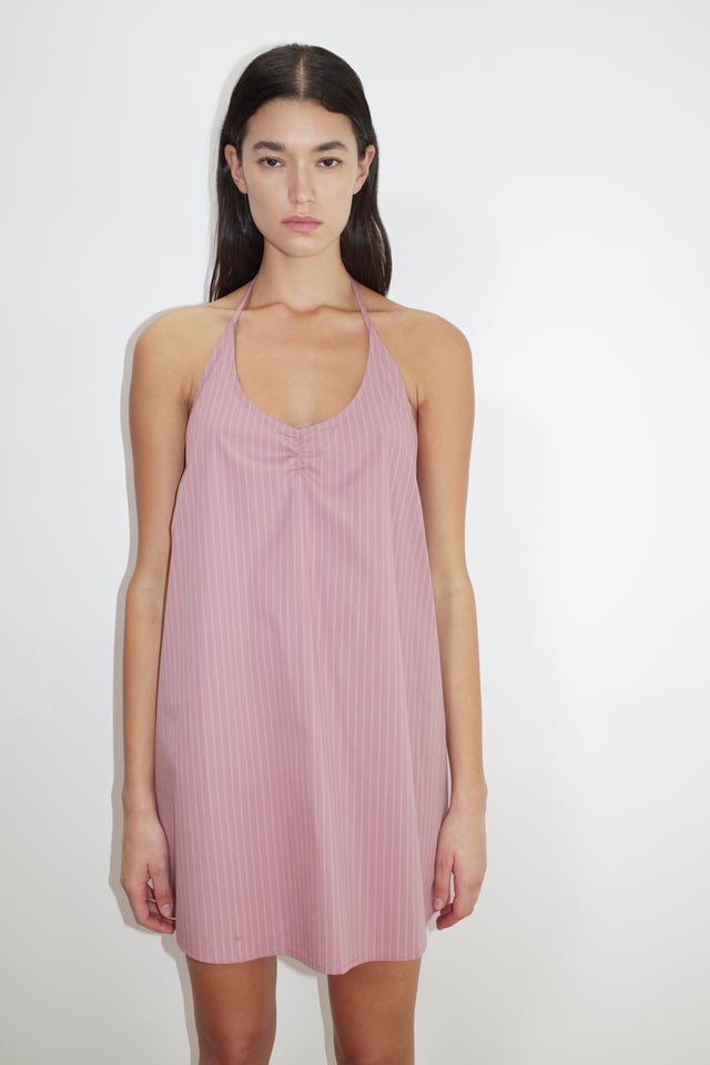 Round Halter Dress - Salt Stripe