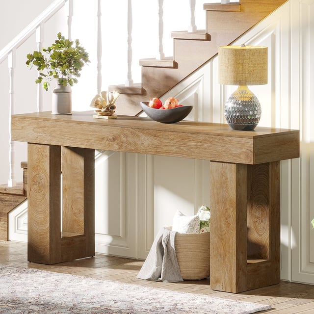 63-Inch Console Table, Farmhouse Wooden Sofa Table Entryway Table