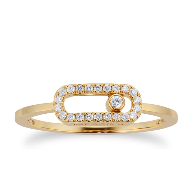 18ct Yellow Gold Move Uno 0.09cttw Diamond Pave Ring