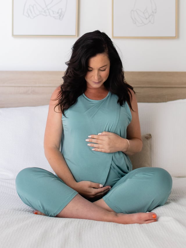 Tulip Hem Nursing Tank & Capri Pajama Set | Grey Heather