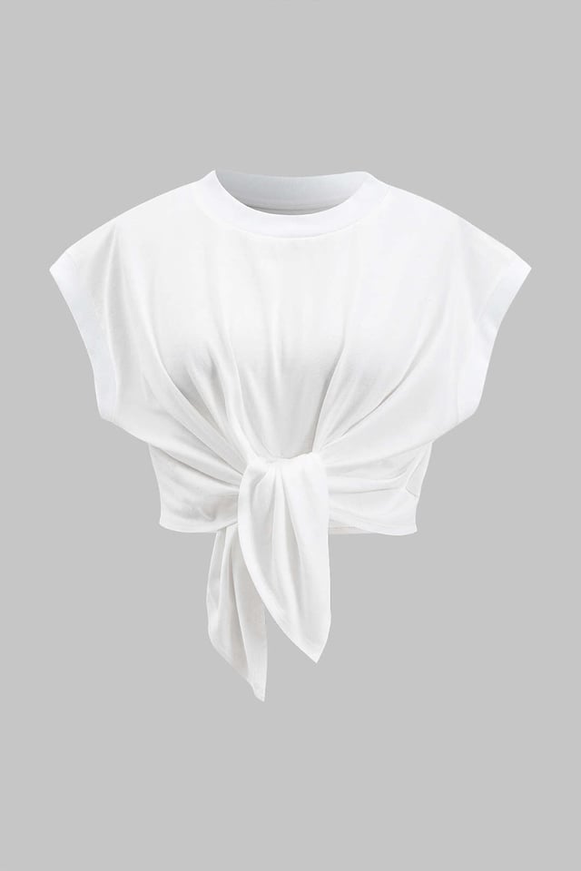 Plus Size Ruched Tie Front Short Sleeve T-Shirt