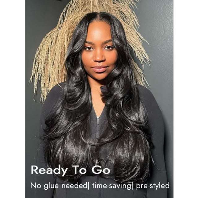 Ready & Go Wigs Layered Loose Wave Human Hair Glueless Pre-Cut 13x6 Lace Front Wigs