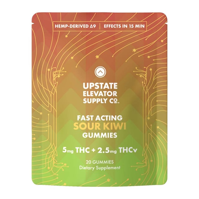 THC+THCV Sour Kiwi Gummies | Upstate Elevator