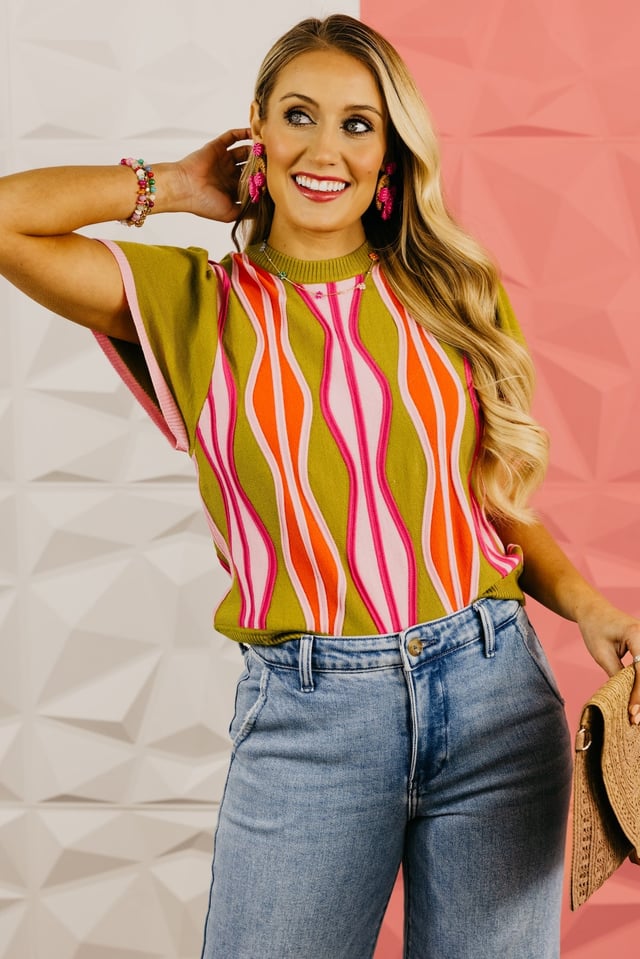 The Melinda Wavy Geo Knit Sweater
