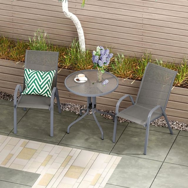 ALFORDSON 2x Outdoor Lounge Chairs Patio Dining Furniture Grey