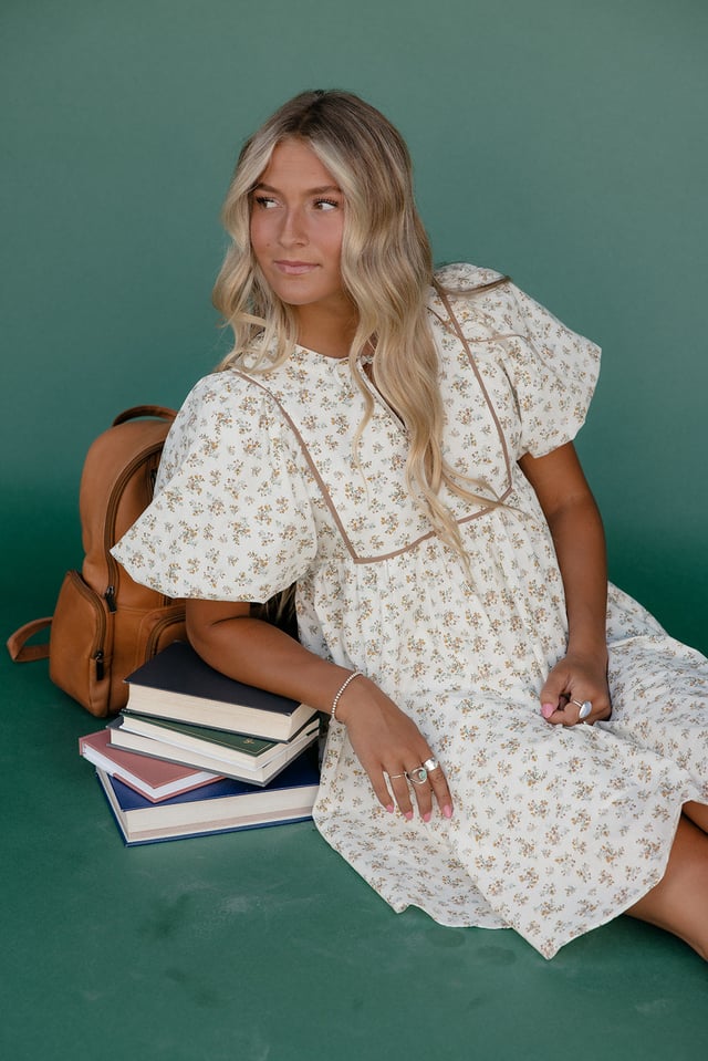 Hallway Heartthrob Tie Neck Mini Dress