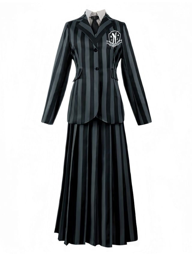 1940s Wednesday Academy Striped Uniform Costume Set