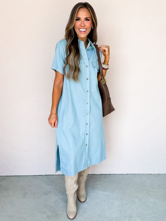 Charleston Charm Button Front Midi Dress