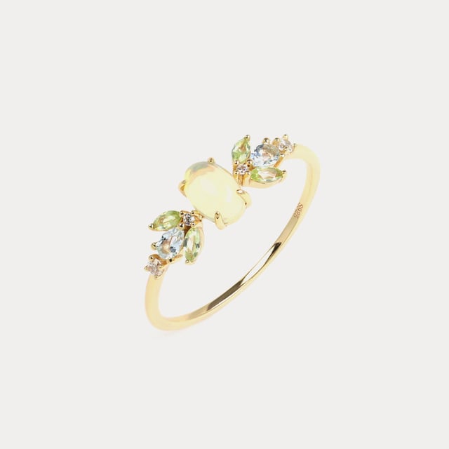 Opal Olivine Silver Ring