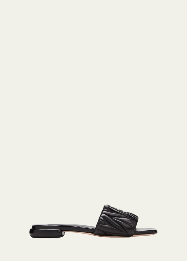 Leather Flat Slide Sandals