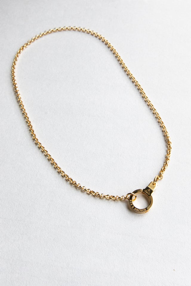 Stainless Steel Round Link Chain Necklace with Cuff Keeper