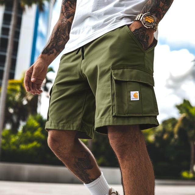 Men's Carhartt Vintage Multiple Pockets Green Cargo Shorts