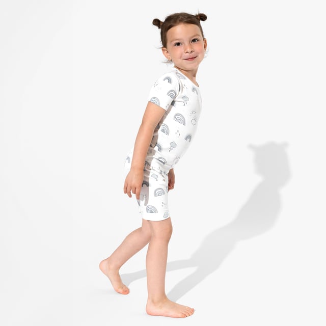 Grey Rainbows Bamboo Kids Pajama Short Set