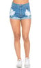 Vibrant Jeans Classic High Waisted Distressed Denim Shorts in Blue