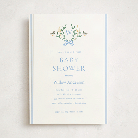 Southern Mallard Duck Foil-Pressed Baby Shower Invitations by Rebecca Marchese